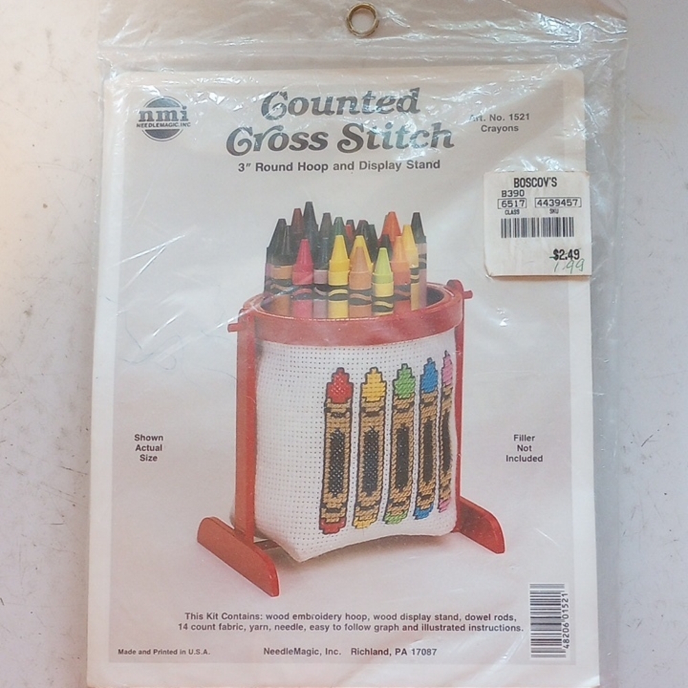 NWT Counted Cross Stitch Crayon Display Kit. NeedleMagic #1521
